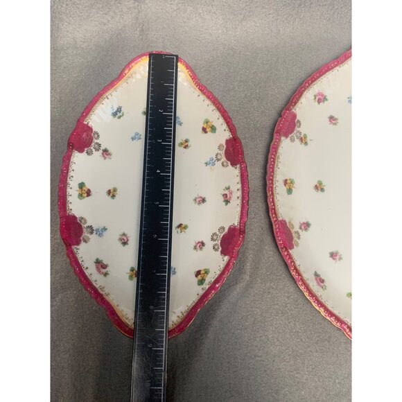 Vintage Victoria Austria Floral Ceramic Serving Platters Set of 3 Pink & White - Picture 8 of 16